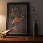 Natural Pyrite Barah Singha Deer Yantra Frame For Office & Home