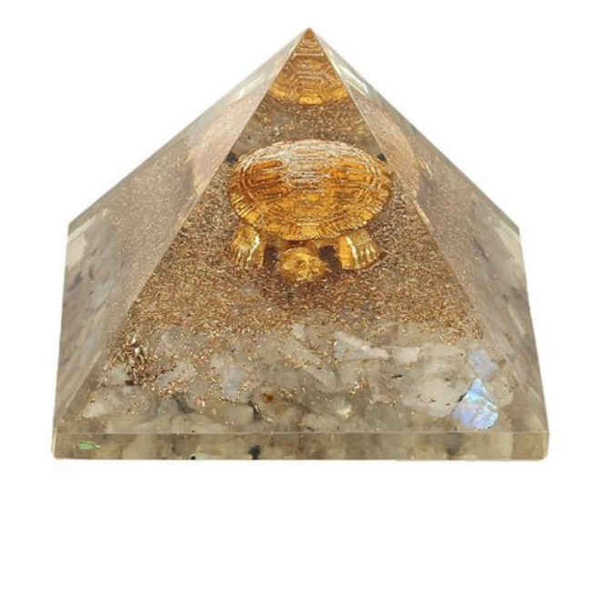Natural Clear Quartz Turtle Charm Pyramid