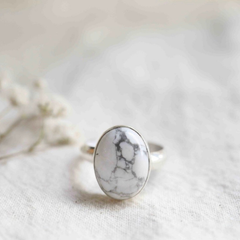 Natural Howlite Goodluck Adjustable Ring