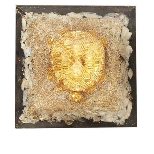 Natural Clear Quartz Turtle Charm Pyramid