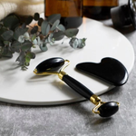 Natural Black Agate Face Cleanser Roller & Guasha