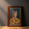 Natural Pyrite Money Owl Yantra Frame For Office & Home