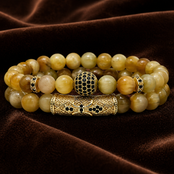 Natural Golden Tiger Eye Stone Charm Bracelet