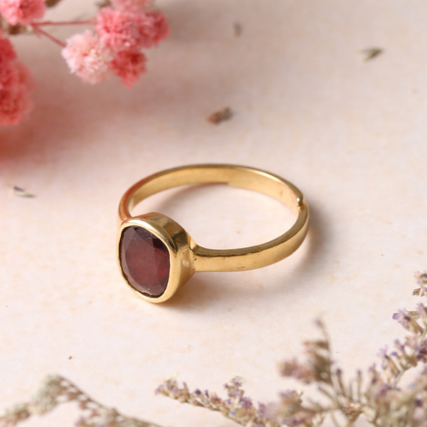 Natural Hessonite ( Gomed Stone ) Ashtadhatu Adjustable Ring