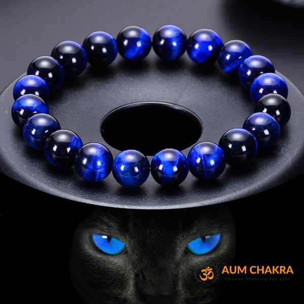 Natural Blue Tiger Eye Stone Bracelet For Good Luck