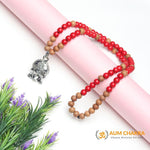 Red Coral (Lal Moonga) & Sandalwood With Stainless Steel Hanuman ji Pendant
