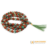 Natural Rudrakasha & Moss Agate Japa Mala