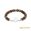 Natural Tiger Eye Stainless Steel Om Bracelet