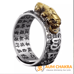 Fengshui Mantra Pixiu face Wealth Coin Charm Ring