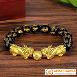 Natural Black Obsidian Double Fengshui Wealth Charm Bracelet