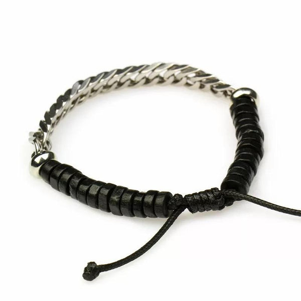 Natural Tiger eye & Lava Stainless steel Pair Wealth Bracelet