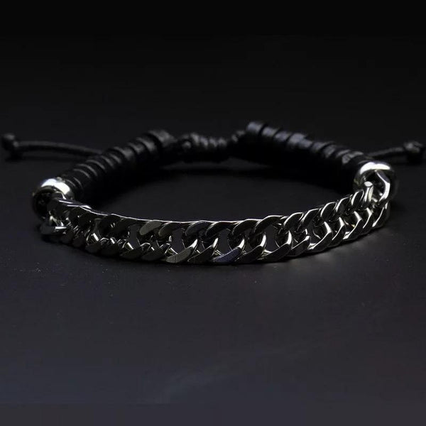Natural Tiger eye & Lava Stainless steel Pair Wealth Bracelet